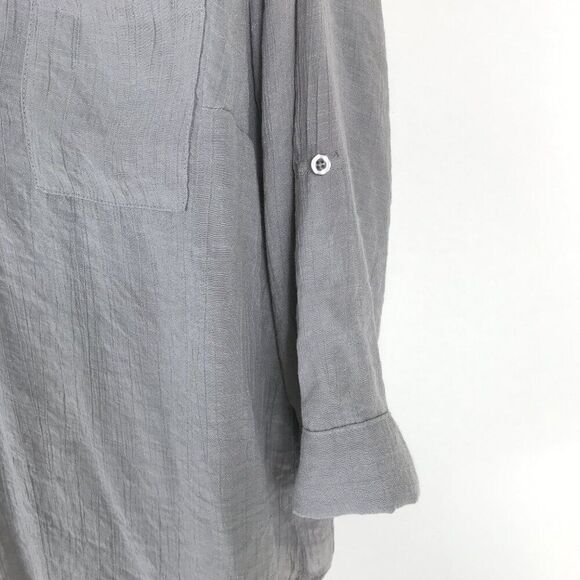 Torrid Split Neck Popover Blouse Women's Plus 1/1X Gray Crinkle Rayon Casual - Picture 5 of 11